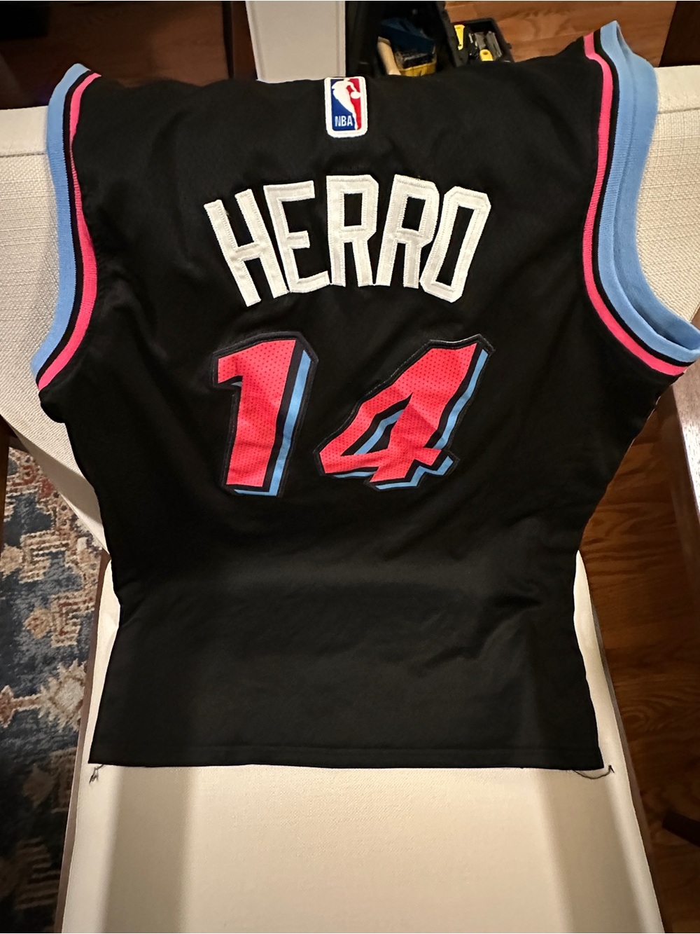 NBA Tyler Herro #14 Jersey - Black with Pink & Light Blue Accents Medium - Picture 1 of 4
